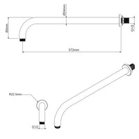 Braccio doccia in ottone a muro lungo 34 cm mod. Gamma