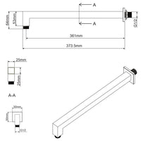 Braccio doccia in ottone a muro lungo 35 cm mod. Theta