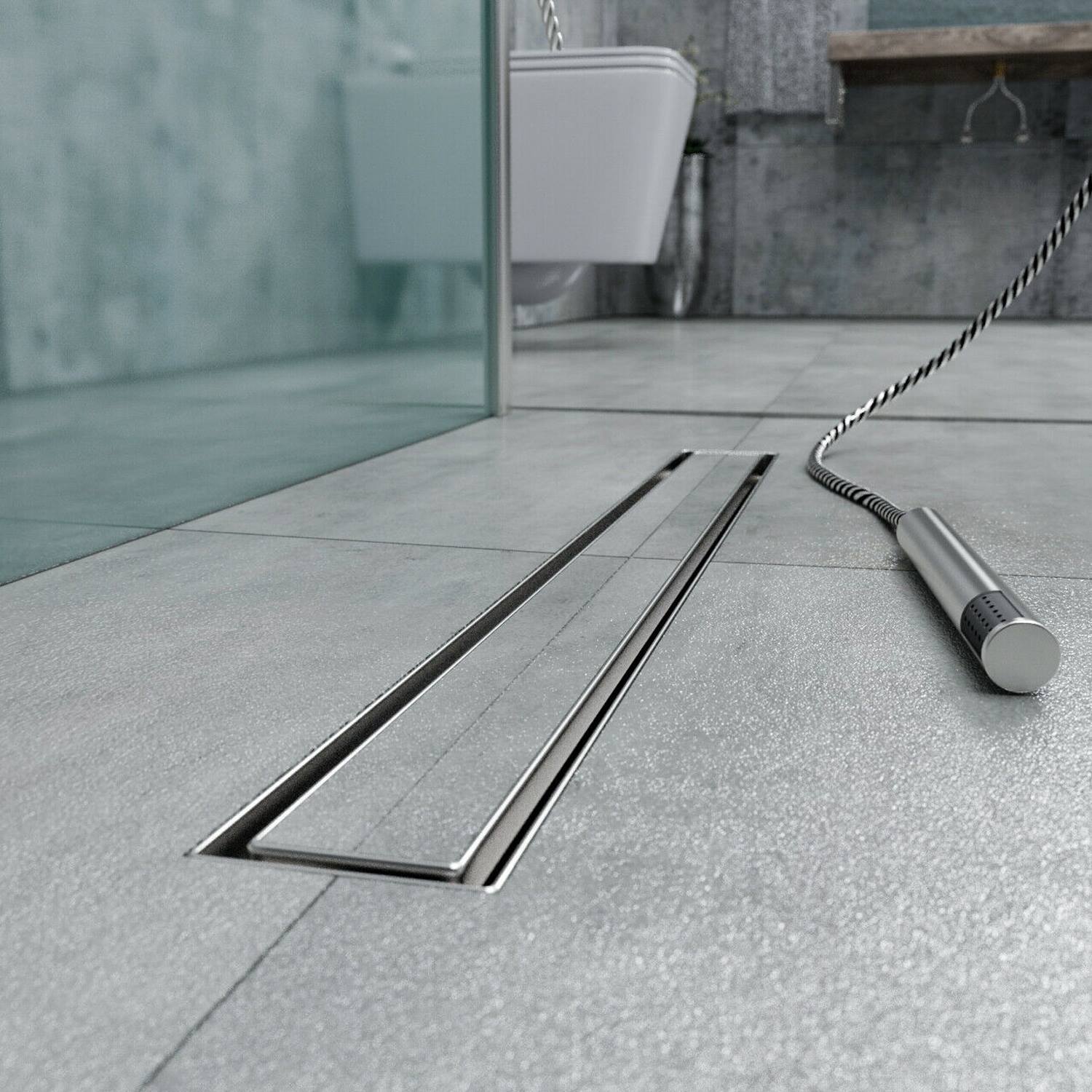 Canalina di scarico doccia in acciaio inox piastrellabile per box doccia 50 cm mod. Tile