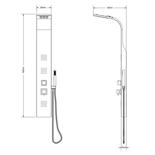 Colonna idromassaggio in alluminio 140x20 cm mod. Niagara