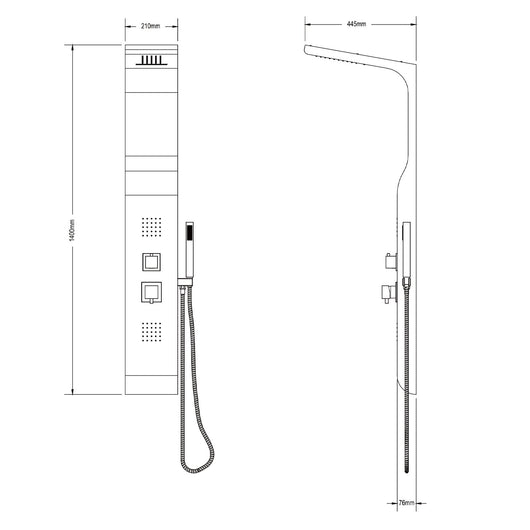 Colonna idromassaggio in ABS bianco 140x15 cm mod. Marmore