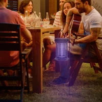Lampada anti insetti, lanterna da giardino appesa, solare e ricaricabile tramite USB-C - efficace su superfici di 50m² nero