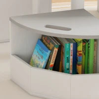 Set con Tavolo per Bambini e 4 Sgabelli Salvaspazio con Vano Contenitore in Legno, Grigio