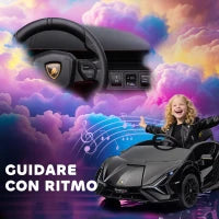 Macchina Elettrica per Bambini 3-5 Anni Lamborghini 12V con Telecomando e Velocità 3-5km/h, Nero