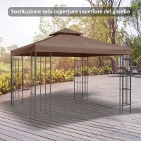 Tetto di Ricambio per Gazebo 3x3m a 2 Livelli e Resistente ai Raggi UV, Caffè
