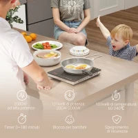 Piastra a Induzione a Potenza e Temperatura Regolabile con Pannello Touch, in Plastica e Vetro, 31x27x4.2 cm, Nero