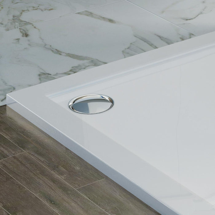 Piatto Doccia Slim 100x100x4 cm Quadrato Acrilico Bordato Bianco Lucido mod. Flower