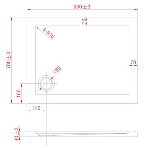 Piatto Doccia Slim 70x90x4 cm Rettangolare Acrilico Bordato Bianco Lucido mod. Flower