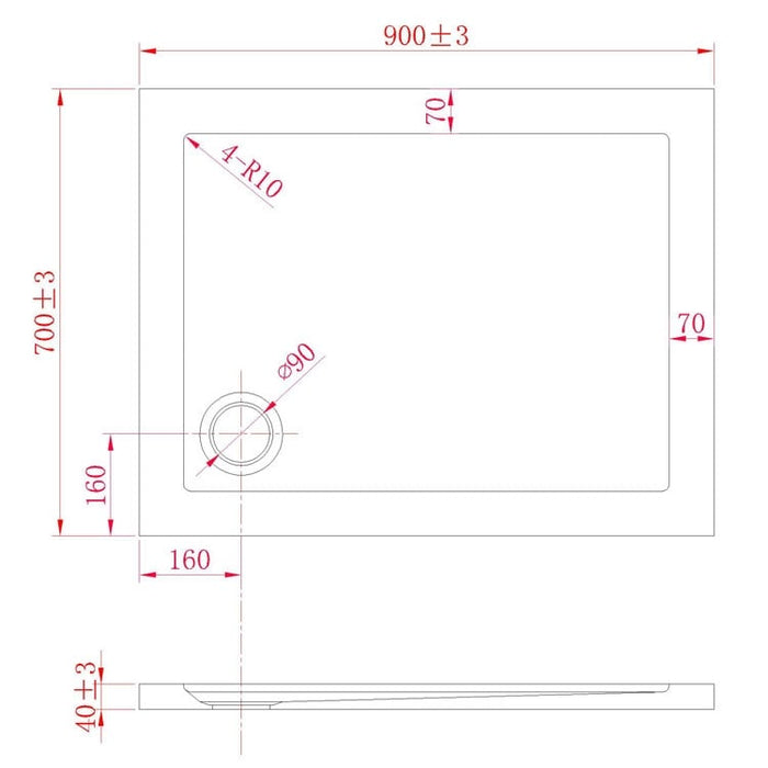 Piatto Doccia Slim 70x90x4 cm Rettangolare Acrilico Bordato Bianco Lucido mod. Flower