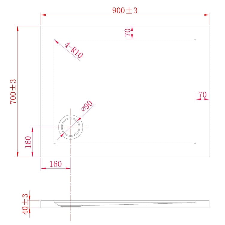Piatto Doccia Slim 70x90x4 cm Rettangolare Acrilico Bordato Bianco Lucido mod. Flower
