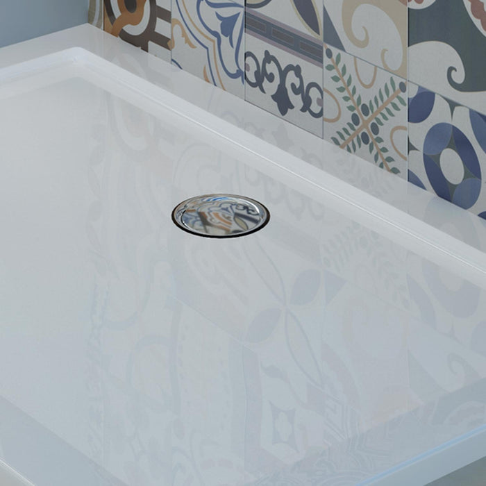 Piatto Doccia Slim 90x120x4 cm Rettangolare Acrilico Bordato Bianco Lucido mod. Flower