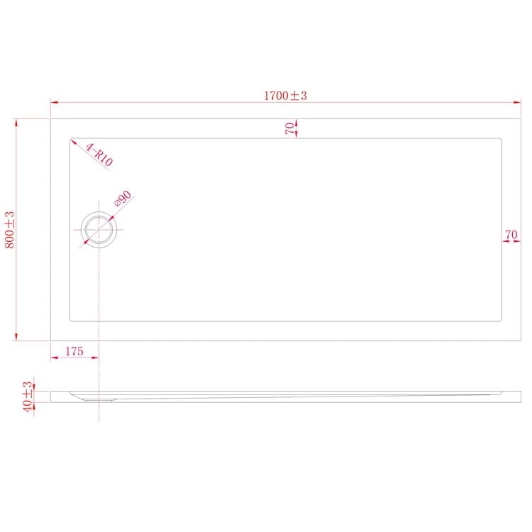 Piatto Doccia Slim 80x170x4 cm Rettangolare Acrilico Bordato Bianco Lucido mod. Flower