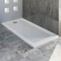 Piatto Doccia Slim 70x140x4 cm Rettangolare Acrilico Bordato Bianco Lucido mod. Flower