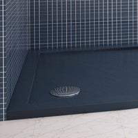 Piatto Doccia Slim 80x80x4 cm Semicircolare Acrilico Bordato Antracite Effetto Pietra mod. Flower