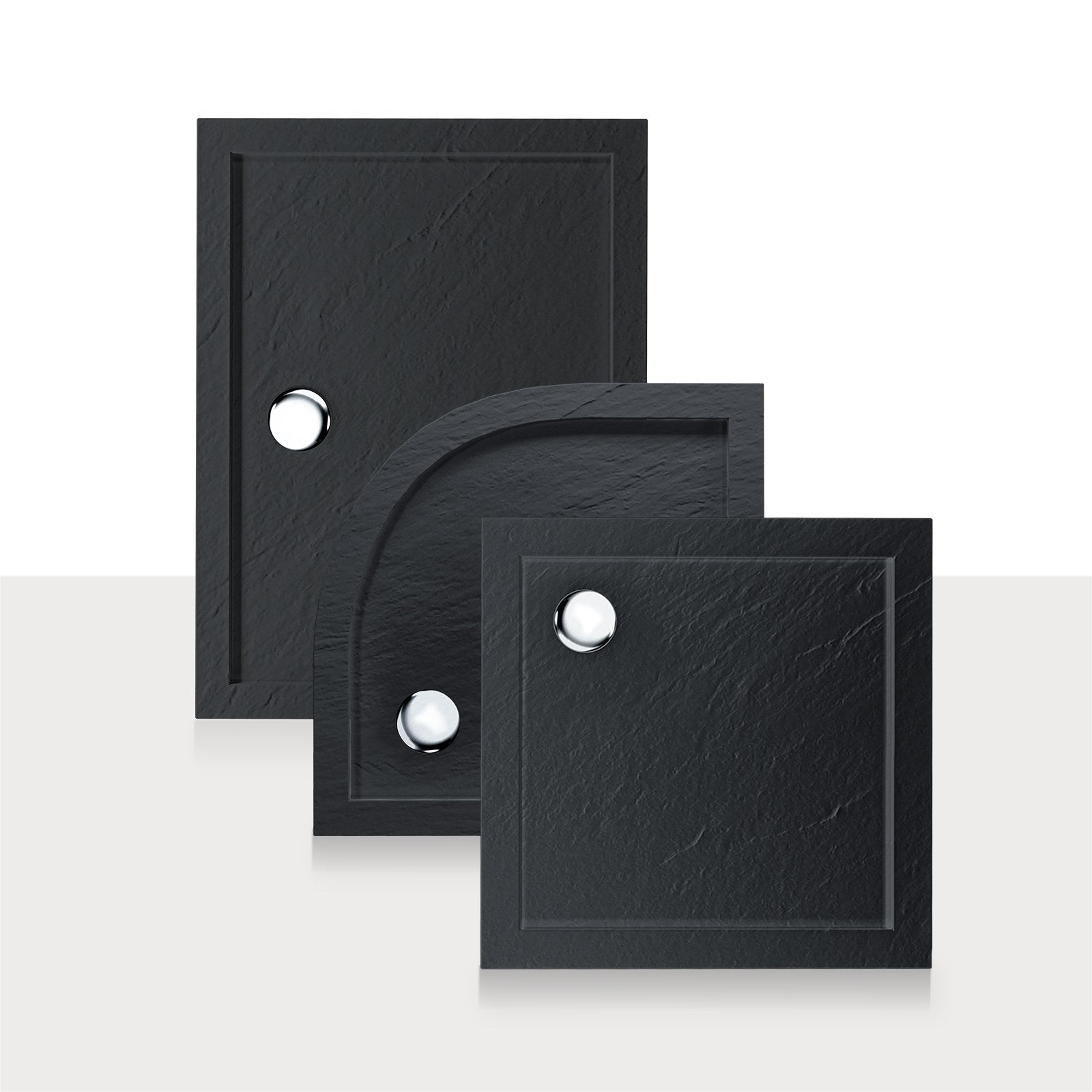 Piatto Doccia Slim 80x80x4 cm Semicircolare Acrilico Bordato Antracite Effetto Pietra mod. Flower