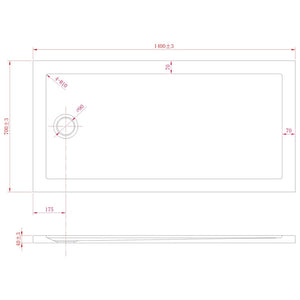 Piatto Doccia Slim 70x140x4 cm Rettangolare Acrilico Bordato Antracite Effetto Pietra mod. Flower