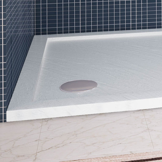 Piatto Doccia Slim 80x80x4 cm Semicircolare Acrilico Bordato Bianco Effetto Pietra mod. Flower