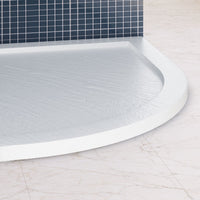 Piatto Doccia Slim 90x90x4 cm Semicircolare Acrilico Bordato Bianco Effetto Pietra mod. Flower