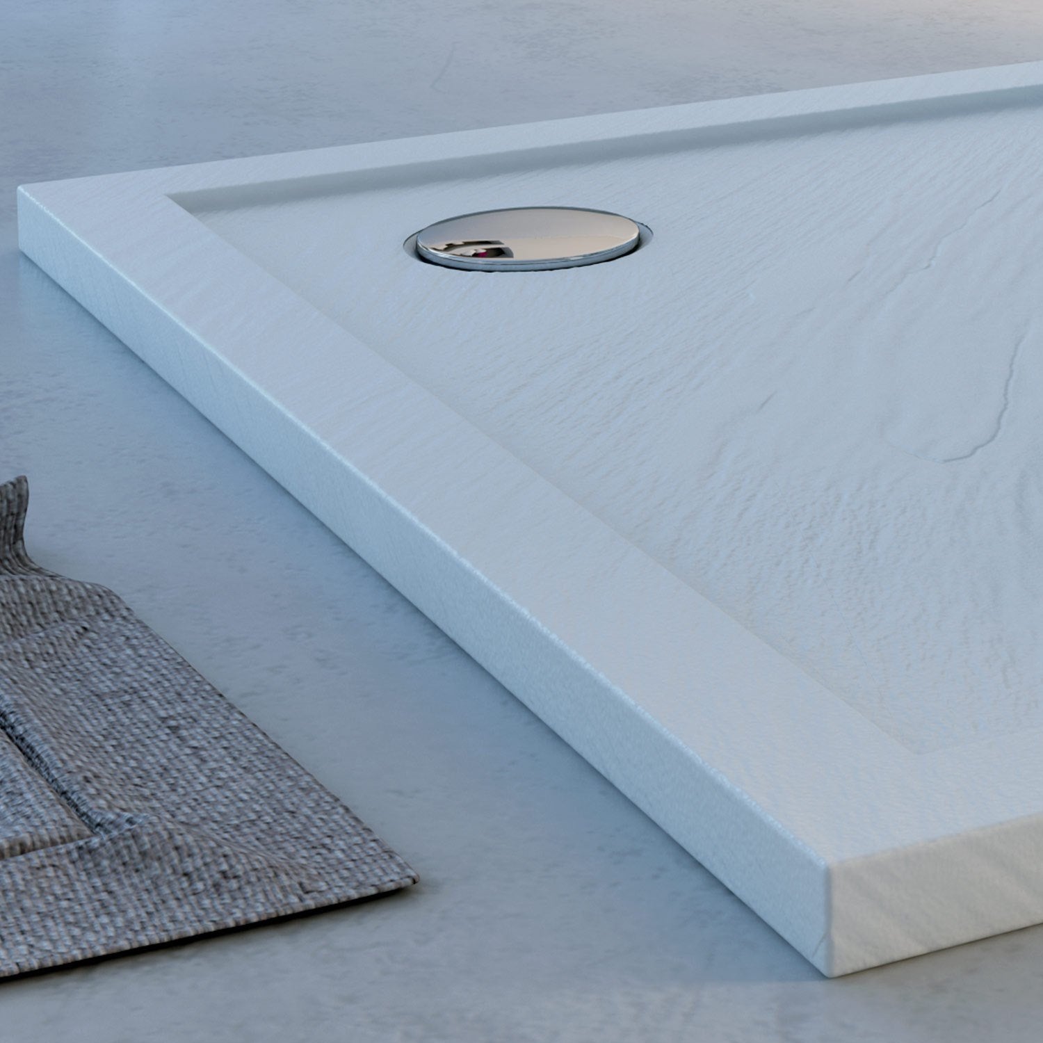 Piatto Doccia Slim 90x90x4 cm Quadrato Acrilico Bordato Bianco Effetto Pietra mod. Flower