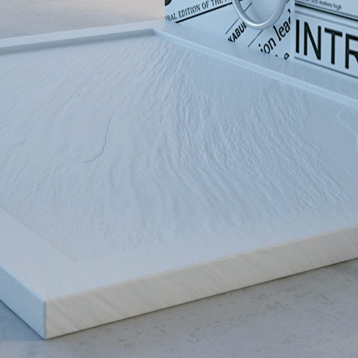 Piatto Doccia Slim 70x100x4 cm Rettangolare Acrilico Bordato Bianco Effetto Pietra mod. Flower
