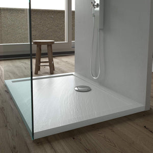 Piatto Doccia Slim 90x120x4 cm Rettangolare Acrilico Bordato Bianco Effetto Pietra mod. Flower