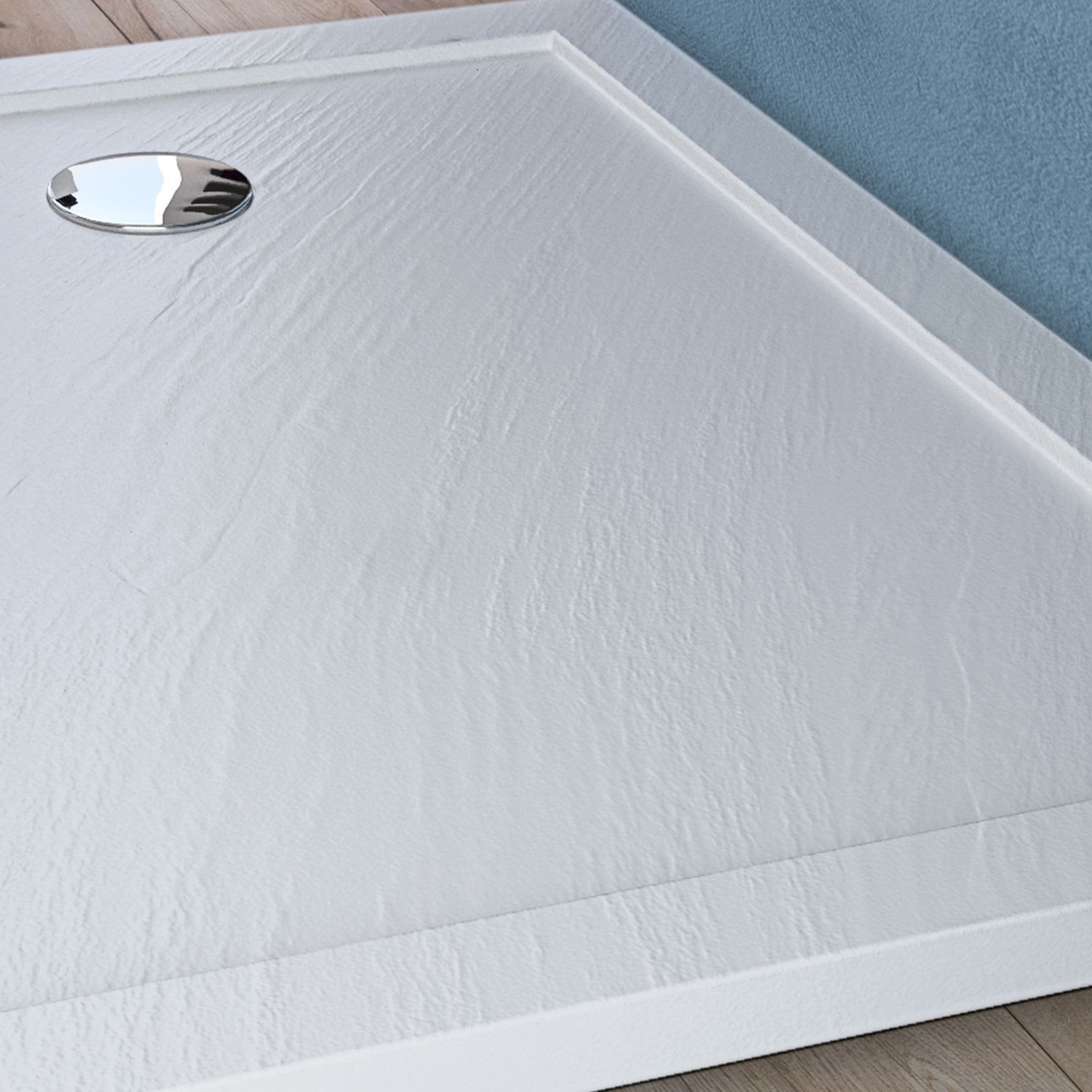 Piatto Doccia Slim 80x170x4 cm Rettangolare Acrilico Bordato Bianco Effetto Pietra mod. Flower