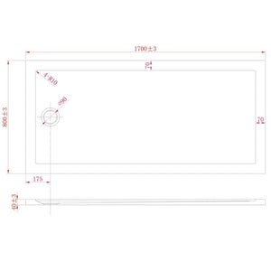 Piatto Doccia Slim 80x170x4 cm Rettangolare Acrilico Bordato Bianco Effetto Pietra mod. Flower