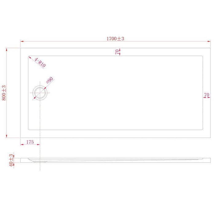 Piatto Doccia Slim 80x170x4 cm Rettangolare Acrilico Bordato Bianco Effetto Pietra mod. Flower