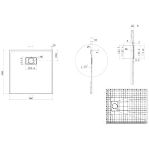Piatto Doccia 80x90x2 6 CM Rettangolare Bianco Effetto Pietra mod. Blend