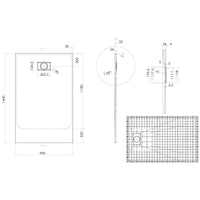 Piatto Doccia 90x140x2 6 CM Rettangolare Bianco Effetto Pietra mod. Blend