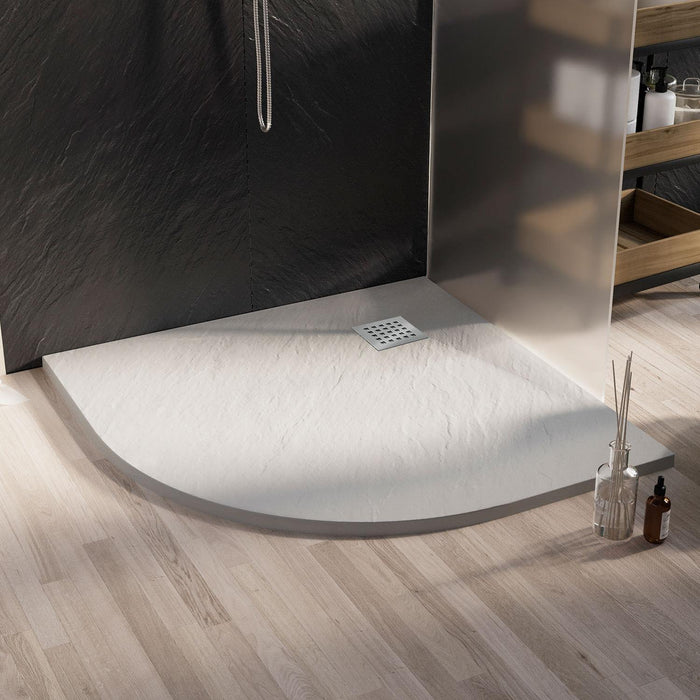 Piatto Doccia 90x90x2 6 CM Semicircolare Bianco Effetto Pietra mod. Blend