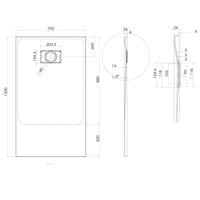 Piatto Doccia 70x120x2 6 CM Rettangolare Antracite Effetto Pietra mod. Blend