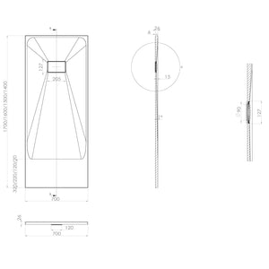 Piatto Doccia 70x160x2 6 CM Rettangolare Antracite Effetto Pietra mod. Blend