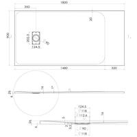 Piatto Doccia 90x180x2 6 CM Rettangolare Antracite Effetto Pietra mod. Blend