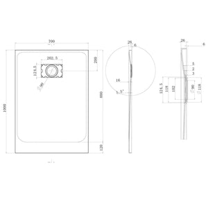 Piatto Doccia 70x100x2 6 CM Rettangolare Tortora Effetto Pietra mod. Blend