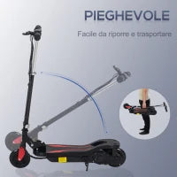 Monopattino Elettrico Pieghevole Altezza Regolabile 82-93cm con Freno Velocità 12km/h, Nero