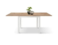 PAZZO DESIGN Tavolo allungabile, Rovere Rustico, Nobilitato, Made in Italy, Basamento Bianco, 90 x 90 x 76,5 cm