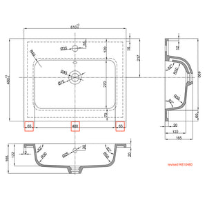 Lavabo ad incasso in mineral marmo dimensioni cm 61x46 per mobile bagno *** confezione 1