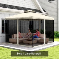 Zanzariera per Gazebo Tende di Ricambio Universale con Cerniere, 302x207cm - Nero e Beige