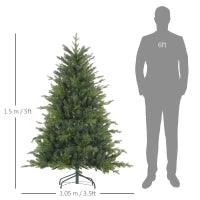 Albero di Natale 150 cm in Plastica Verde con Base in Metallo e 1309 Rami Ignifughi