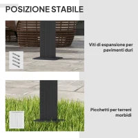 Pergola Gazebo 3x3 m con 8 Fori di Drenaggio, in Alluminio, Metallo e Poliestere, Grigio Scuro