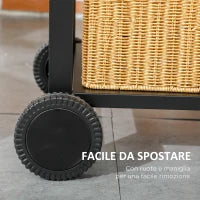 Barbecue a Carbone con Coperchio con Termometro, Griglia Regolabile, Ruote e Tavolini, Nero