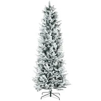 Albero di Natale Innevato 225cm con 988 Rami e Base in Acciaio per Interni con Apertura Automatica