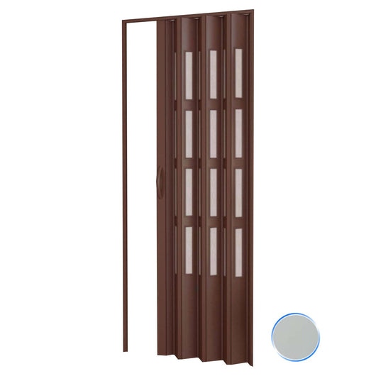 Porta a soffietto da interno in kit con vetri in PVC Grigia 82x210 cm mod. Sonia