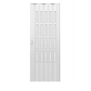 Porta a soffietto da interno in kit con vetri in PVC Bianca 82x220 cm mod. Sonia