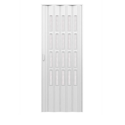 Porta a soffietto da interno in kit con vetri in PVC Bianca 82x220 cm mod. Sonia
