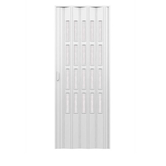 Porta a soffietto da interno in kit con vetri in PVC Bianca 82x220 cm mod. Sonia