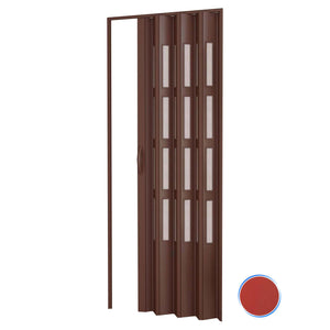 Porta a soffietto da interno in kit con vetri in PVC Rosso 82x220 cm mod. Sonia