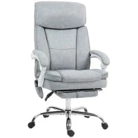 Sedia da Ufficio Massaggiante e Riscaldata con Schienale Reclinabile e Poggiapiedi Estraibile, Grigio