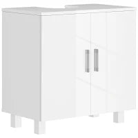 Mobile Sotto Lavabo Bagno a 2 Ante con Ripiano Centrale, in MDF, 60x35x60 cm, Bianco
